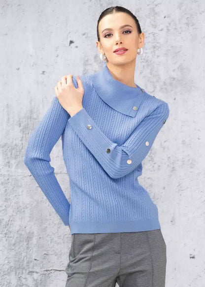 Decorative Button Sleeve Sweater. Style ALSA44025