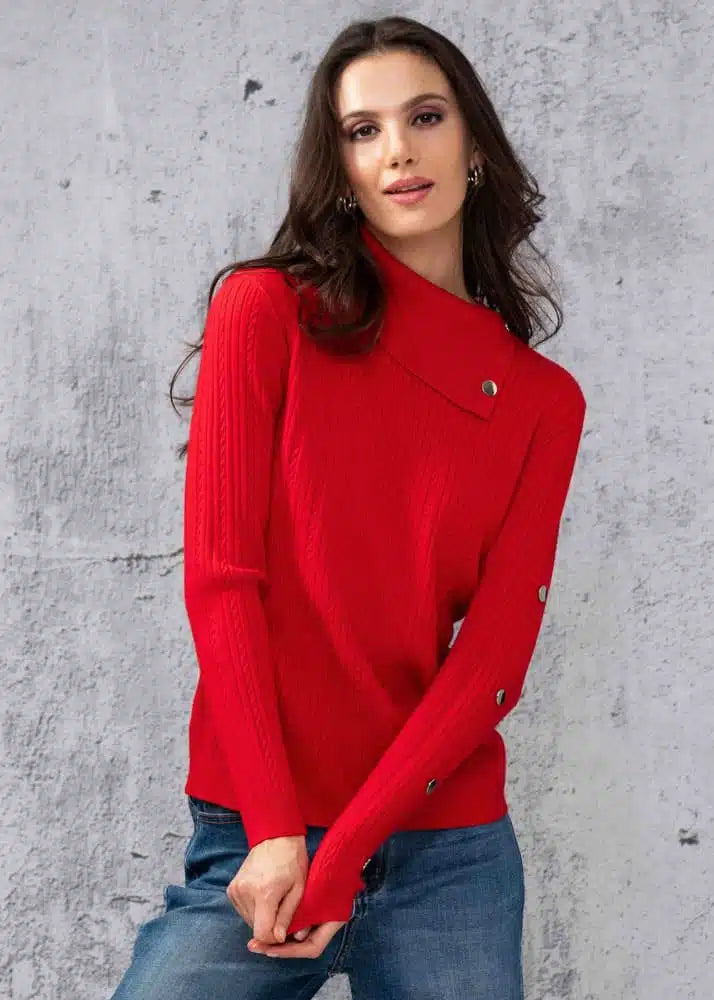 Decorative Button Sleeve Sweater. Style ALSA44025