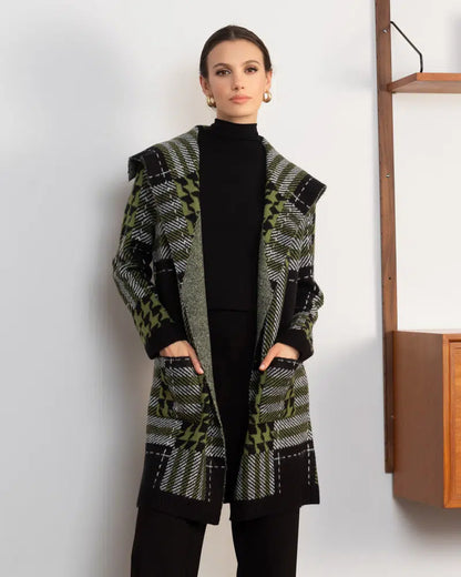 Multi Print Open Front Cardigan. Style ALSA46168