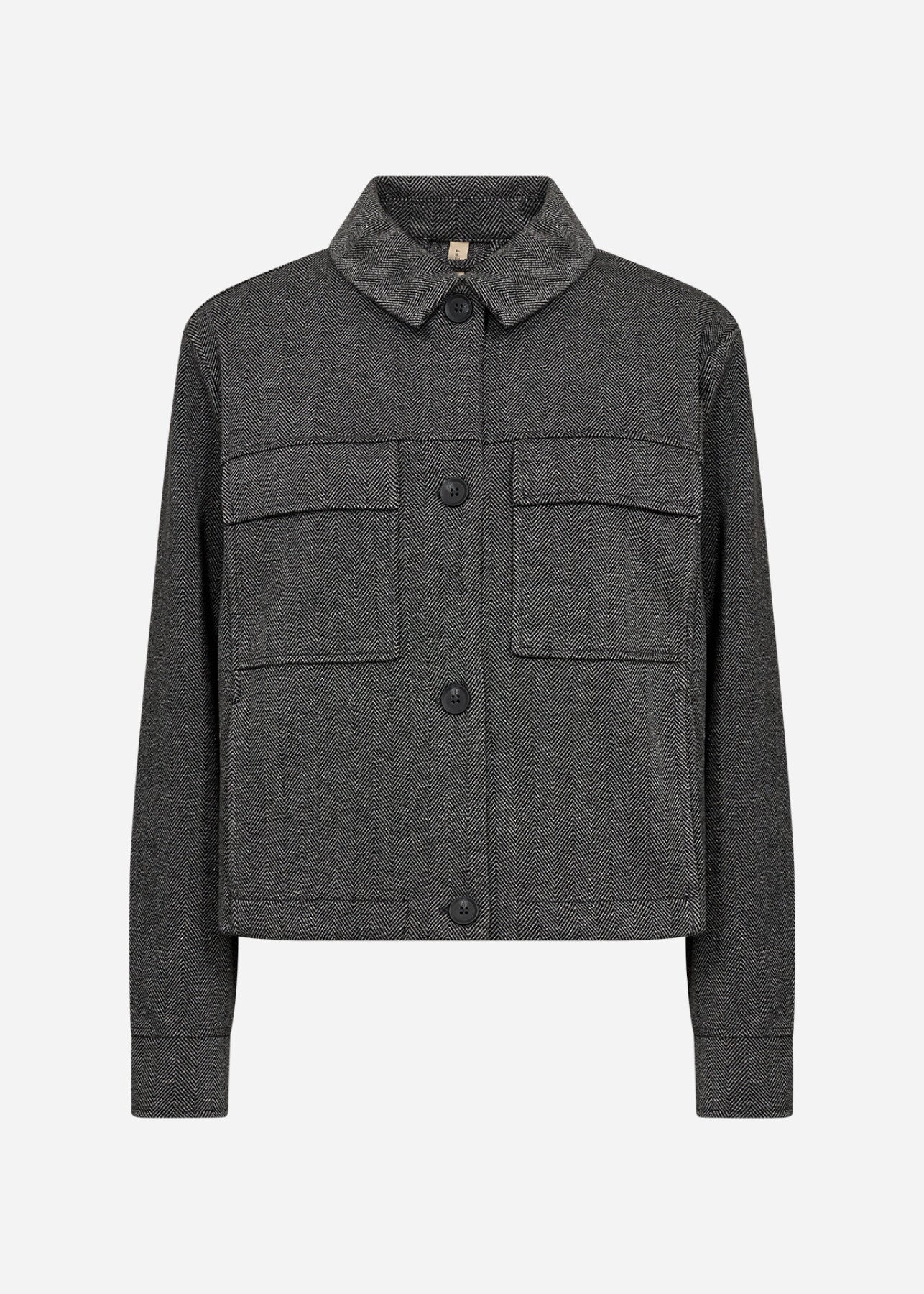 Cropped Herringbone Button Front Jacket. Style SOYA27812