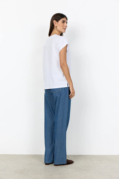Stitching Detail V-Neckline Short Sleeve Cotton Top. Style SOYA27476