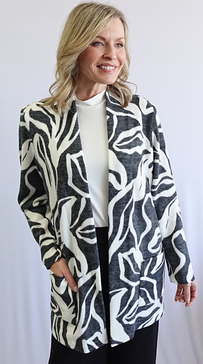 Aspen Print Mid Length Cardigan. Style SW101900