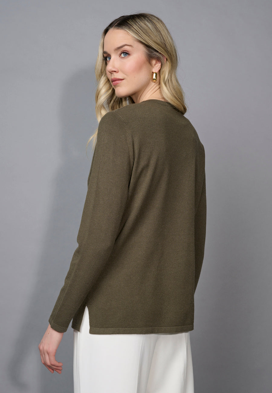 Patch Pocket Soft Crew Neck Sweater. Style PYBK788