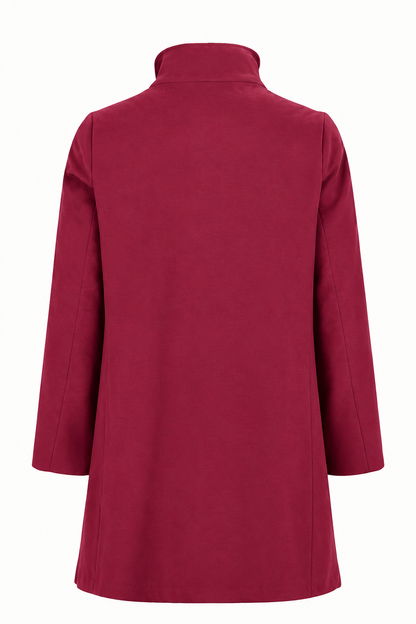 Raised Neck Button Front Classic Wool Coat. Style FR586