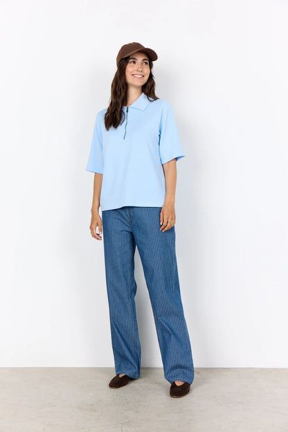 Short Sleeve 1/3 Zip Collared Top. Style SOYA27533