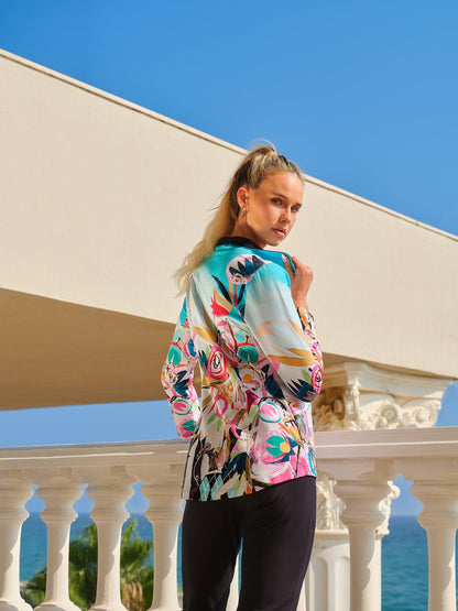 “Le Reve Eveille” Artist Print Zip Front Jacket. Style DOLC26667