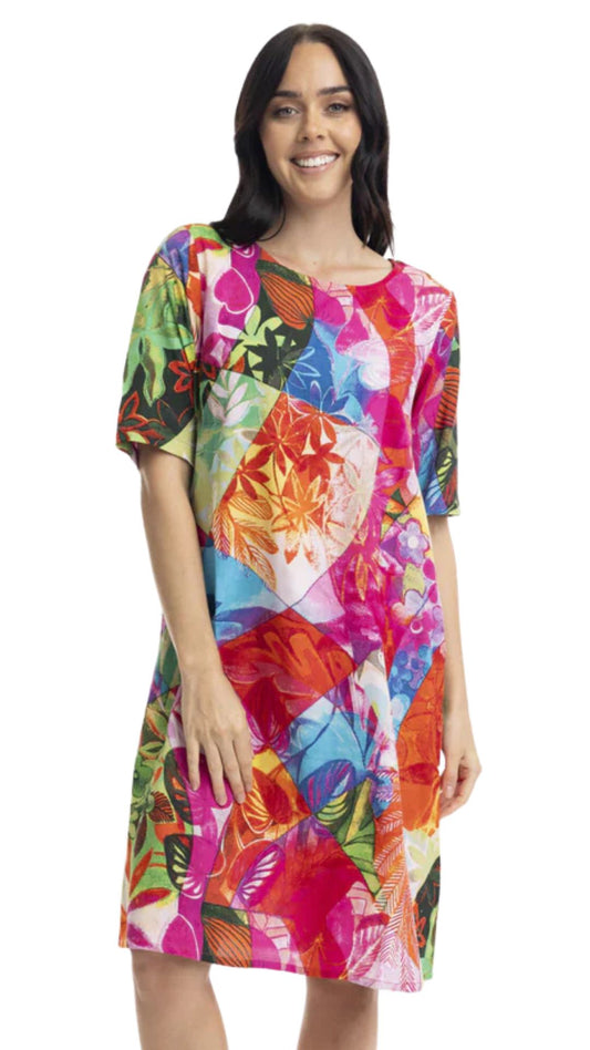 Jozani Short Sleeve Printed Dress. Style ORI30057