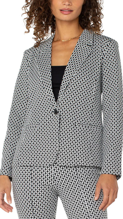 Batik Printed Single Button Blazer. Style LVLM1601M42P96