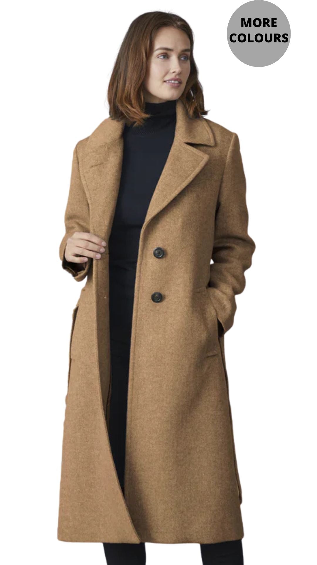 Kylie Notched Collar Wool Blend Coat. Style JUN1615