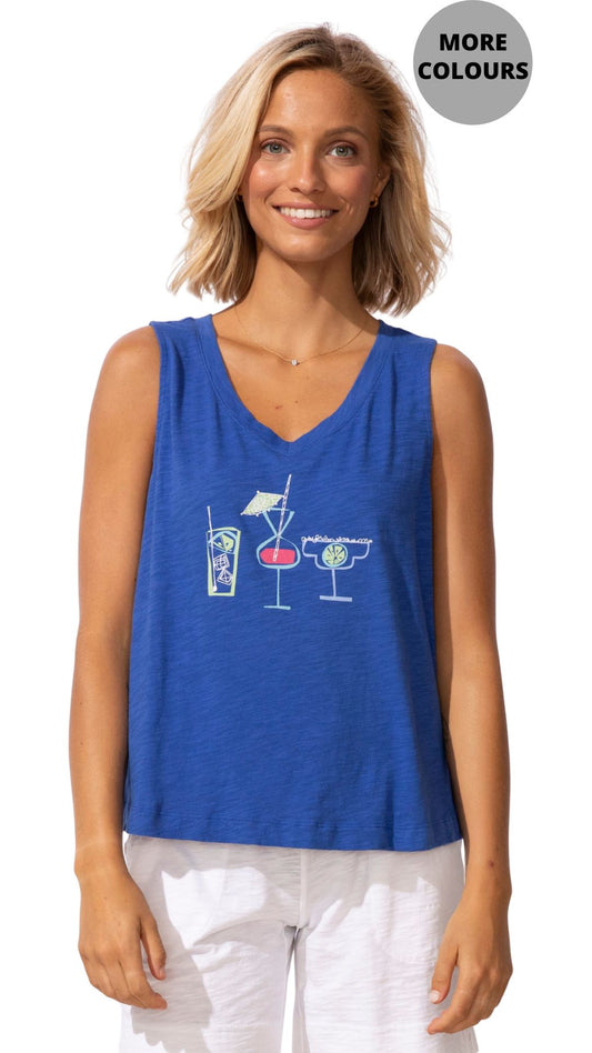 Tropical Beverages V-Neck Tank. Style ESC52114