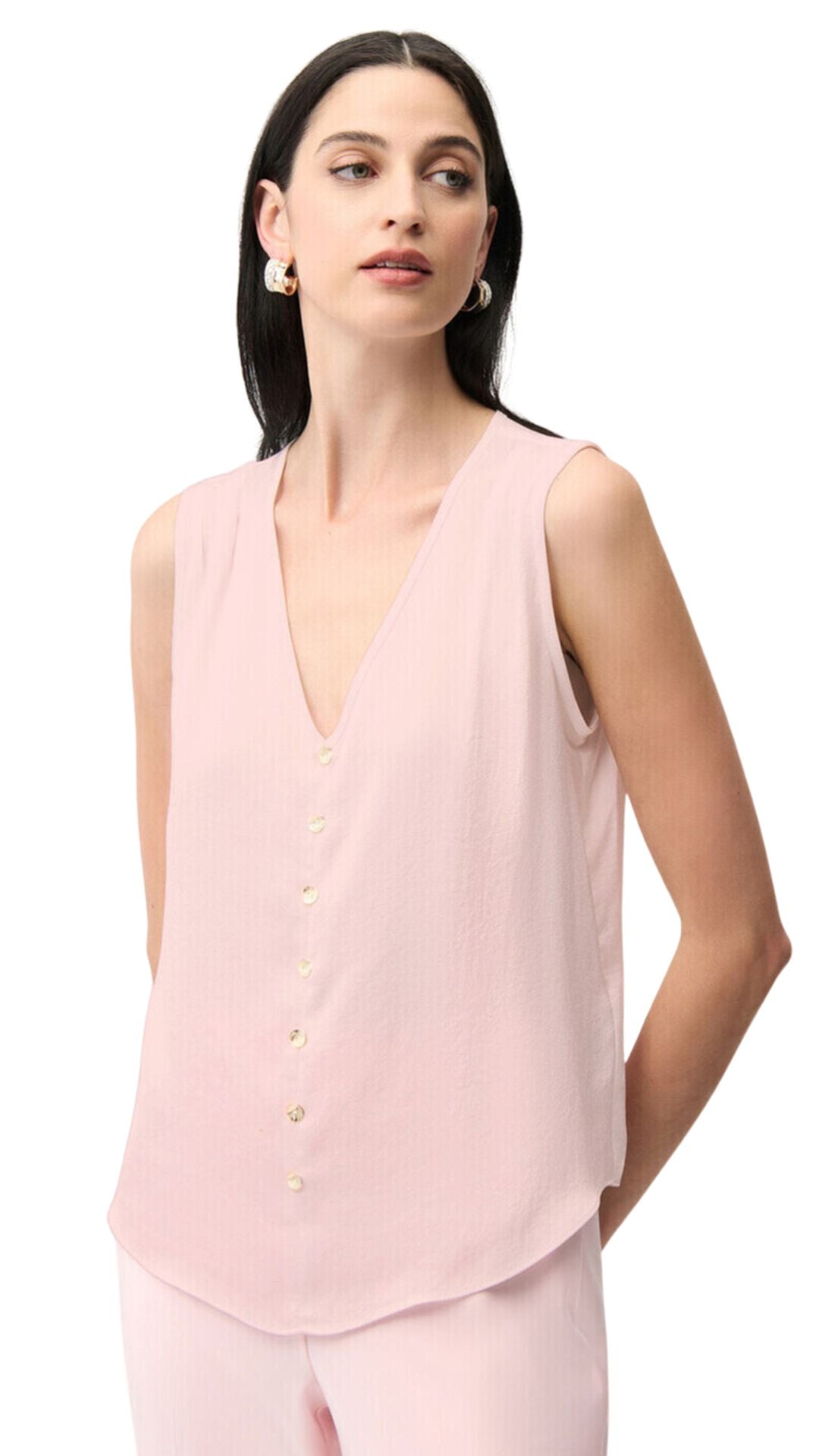 Satin V-Neck Lightweight Tank. Style JR261249