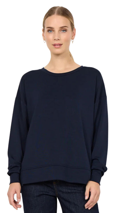 Round Neck Drop Shoulder Solid Colour Sweatshirt. Style SOYA26426