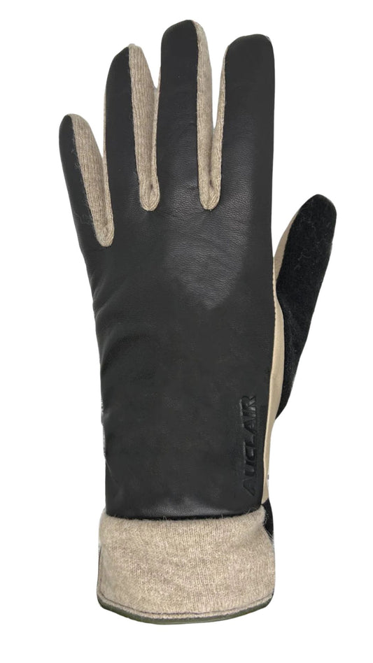 Two Tone Marie Leaather & Wool Gloves. Style PG7G003