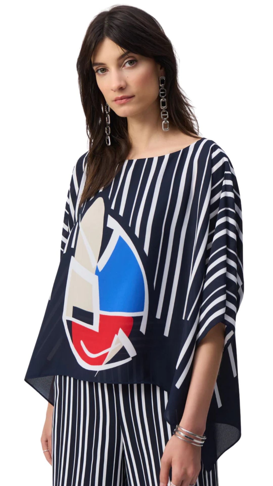 Georgette Abstract Print Poncho Top. Style JR251180