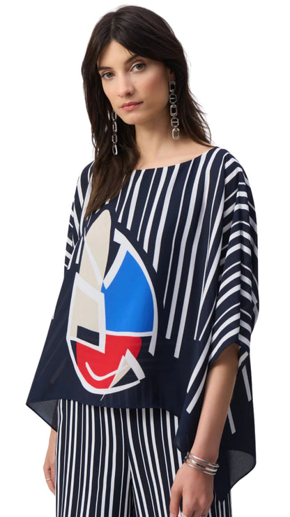 Georgette Abstract Print Poncho Top. Style JR251180