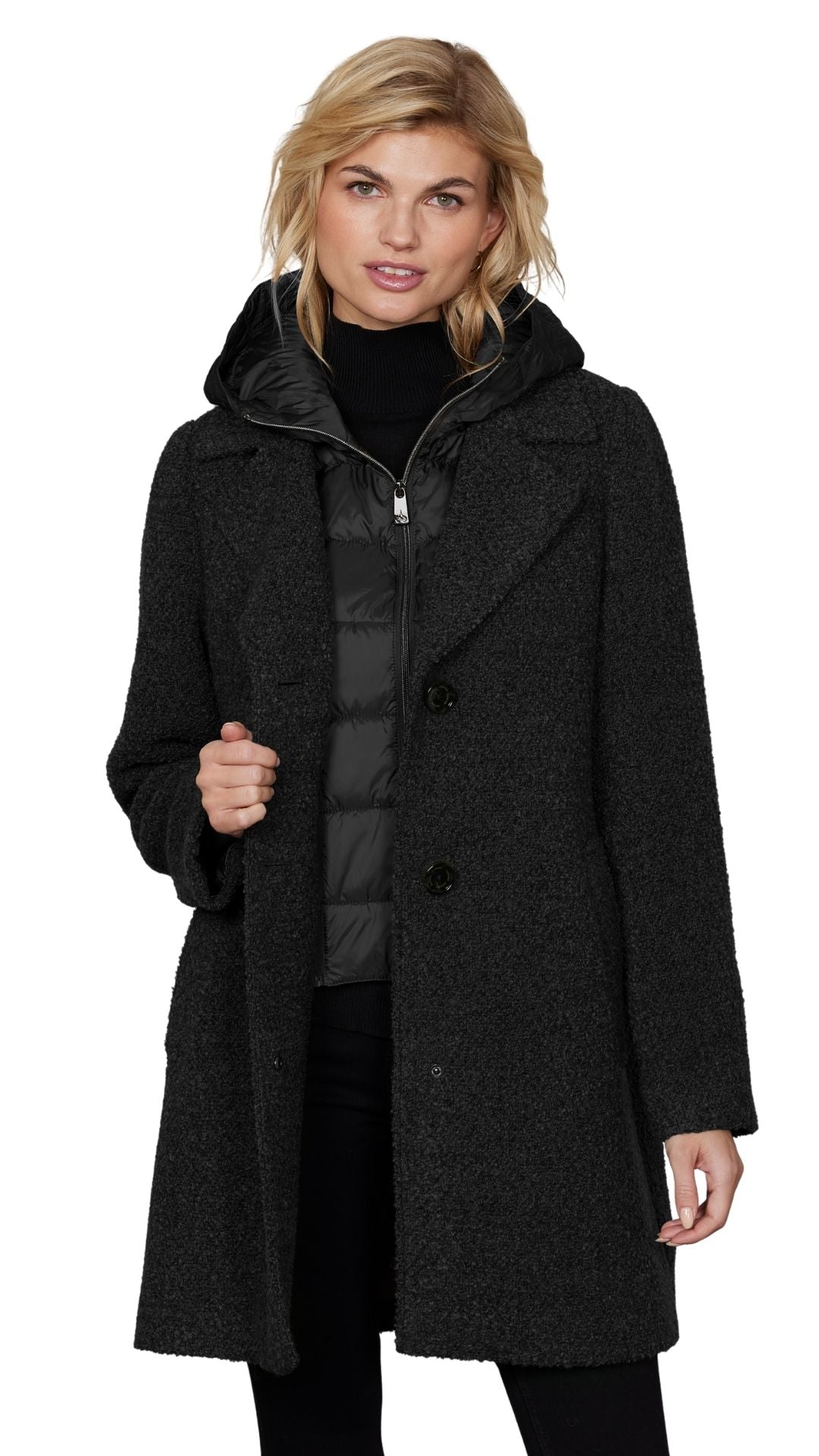 Dual Layer Hooded Insert Long Length Coat. Style JUN2013-13
