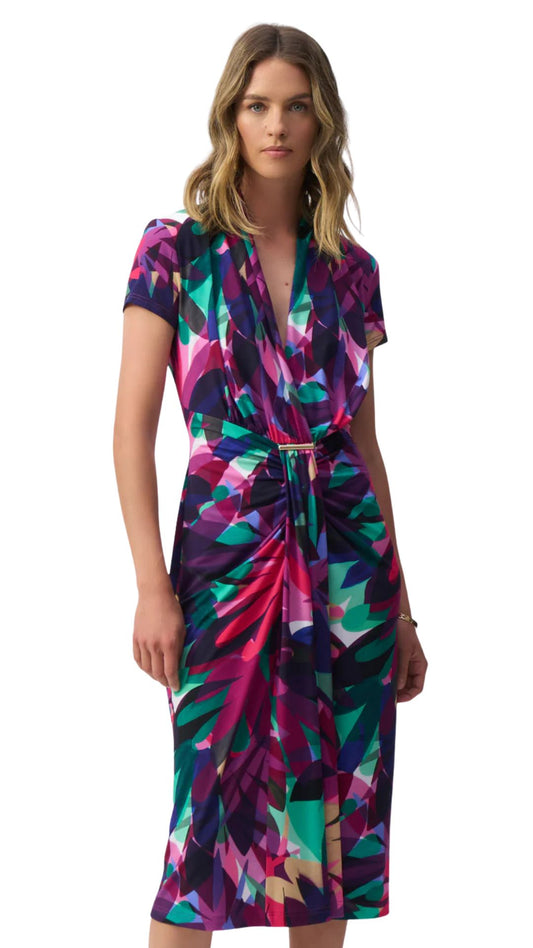 Silky Knit Tropical Print Dress. Style JR251042