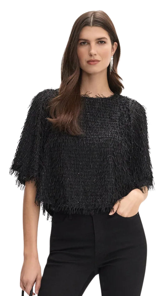 Eyelash Fringe Boxy Top. Style JR254105