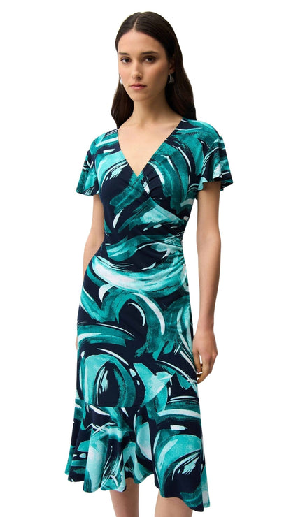Abstract Print Wrap Style Midi Dress. Style JR261063