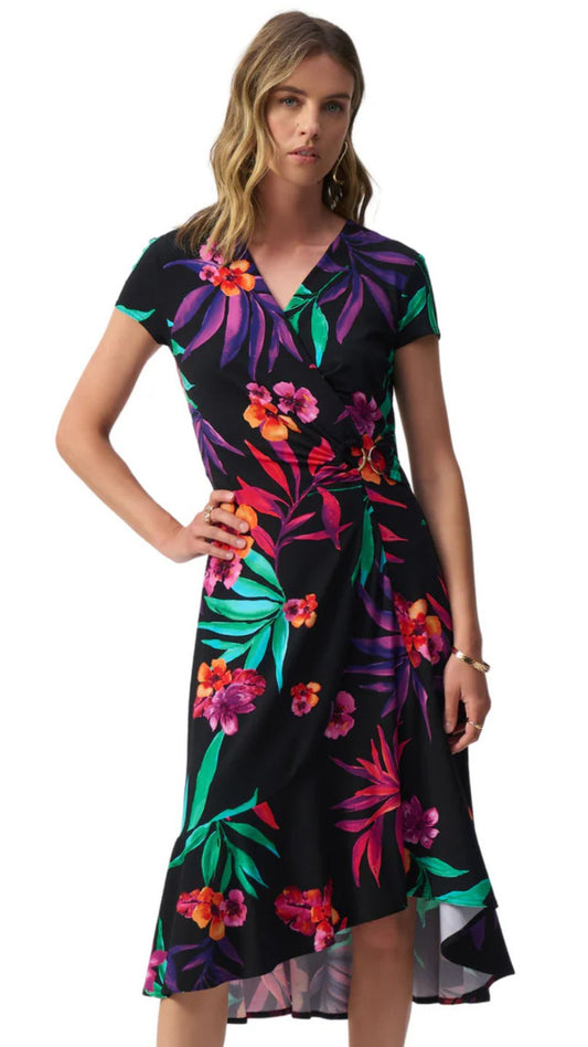 Tropical Print Gather Front Dresss. Style JR251011