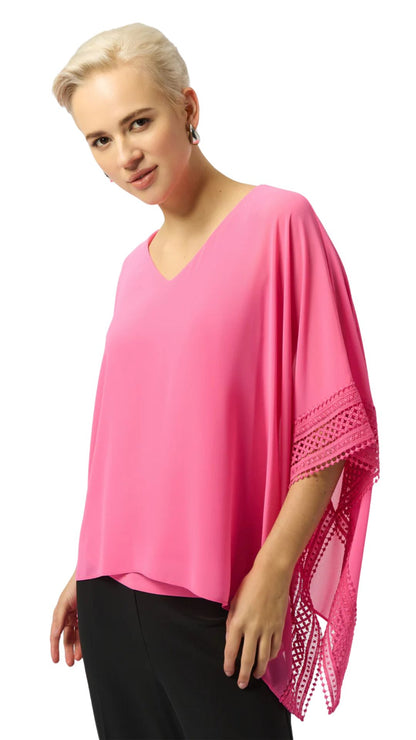 Chiffon & Silky Knit Poncho Top. Style JR251095