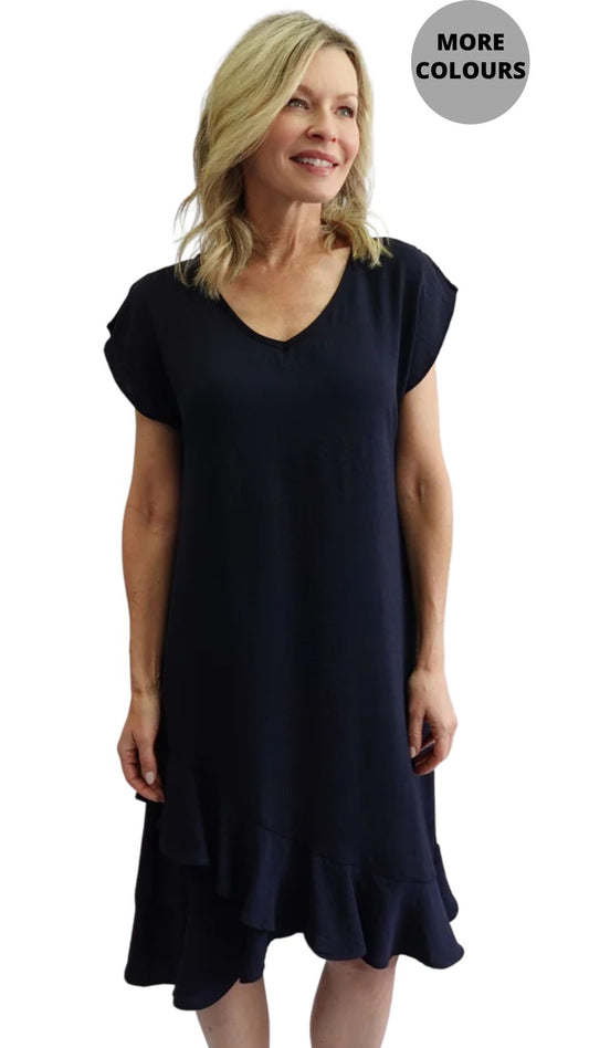 Ruffled Hem Cap Sleeve Dress. Style SW207600