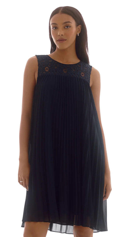 Chiffon & Lace Sleeveless Pleat Dress. Style JR251767