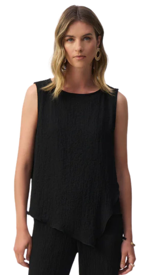 Seersucker Asymmetrical Sleeveless Top. Style JR251228