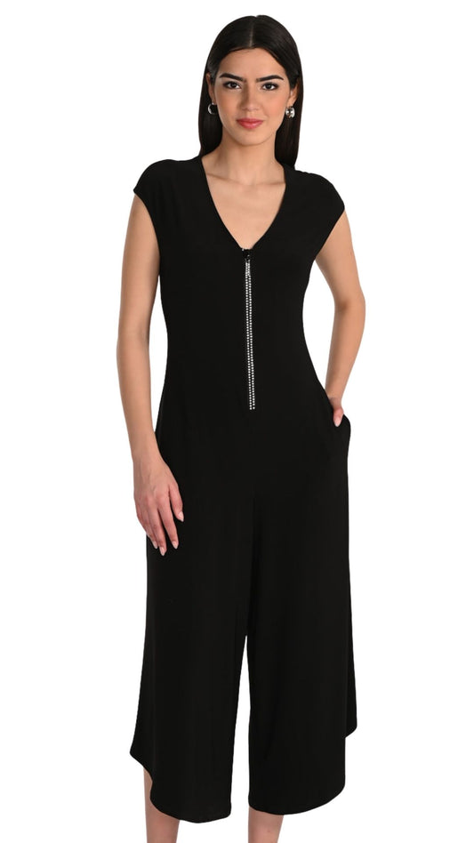 Cap Sleeves V-Neck Wide Leg Jumpsuit. Style FL266065