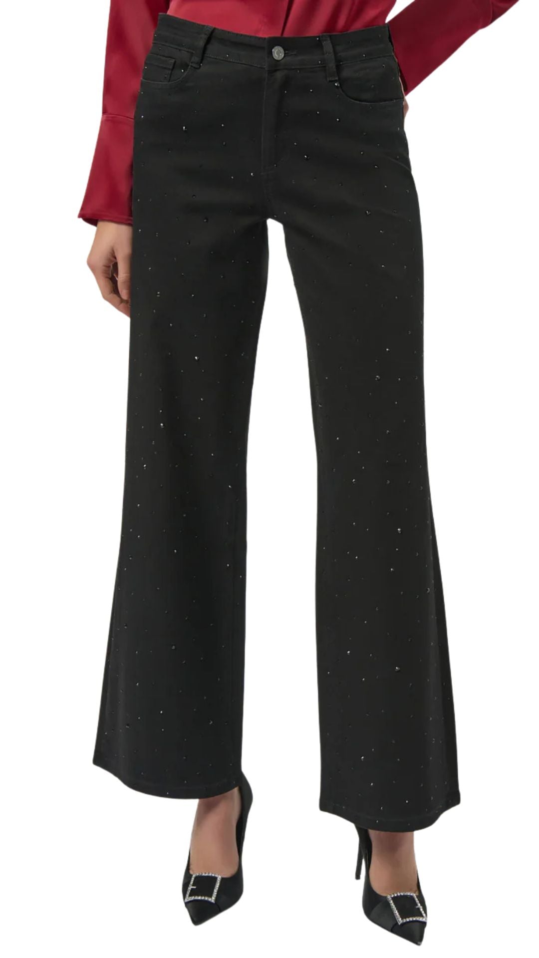 Classic Wide Leg Rhinestone Jeans. Style JR254962