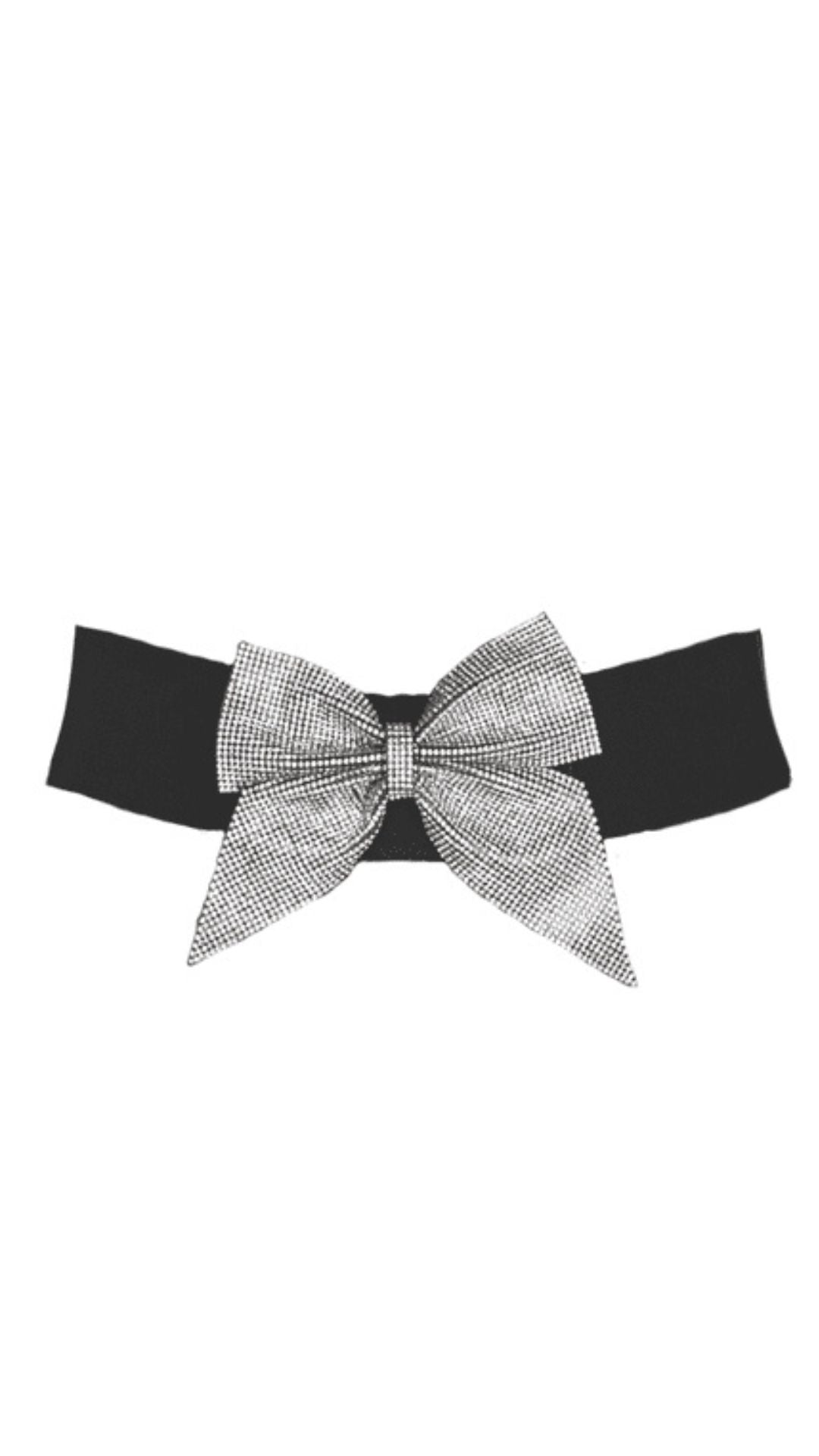 Rhinestone Bow Black Belt. Style FLA25900