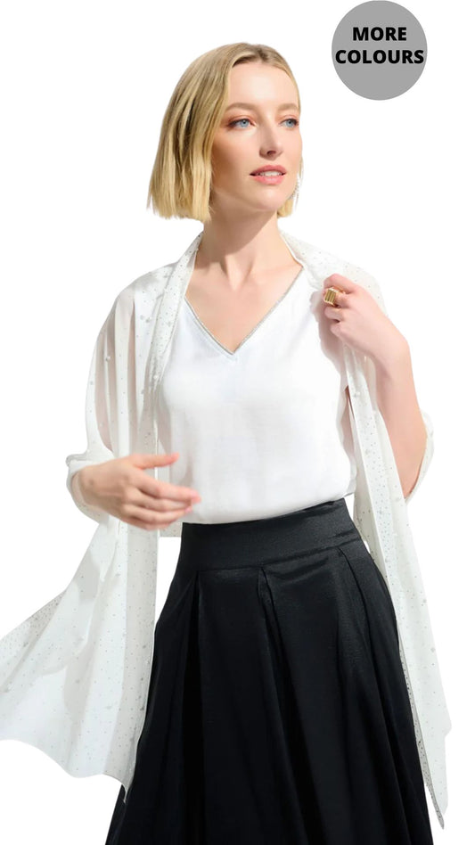 Chiffon Rhinestones & Pearls Scarf. Style JR261755