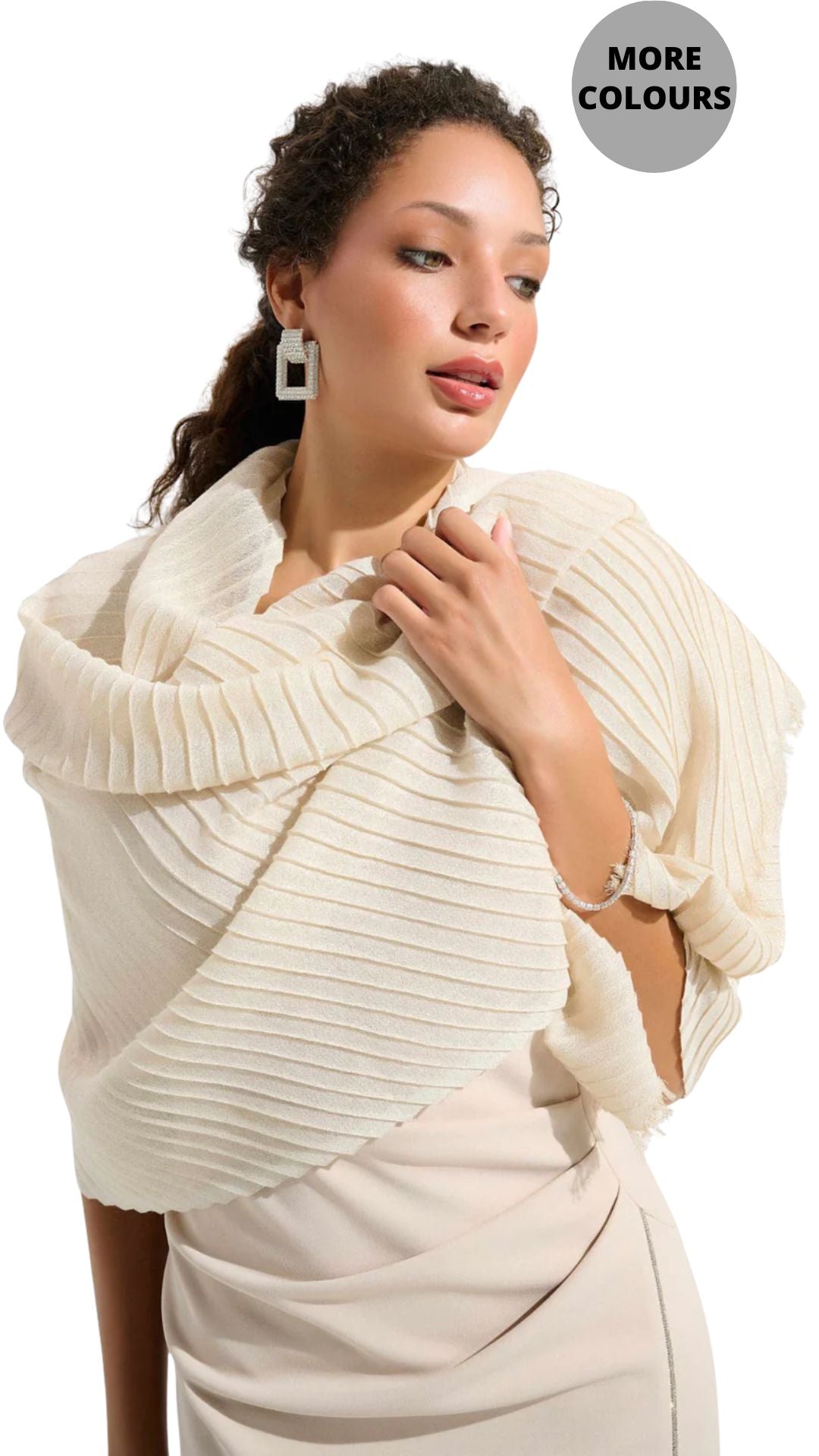 Signature Woven Pleated Rectangular Scarf. Style JR261781