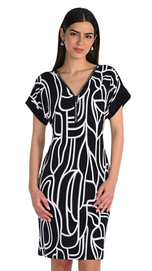 Short Raglan Sleeve Sparkle Zip Dress. Style FL266116