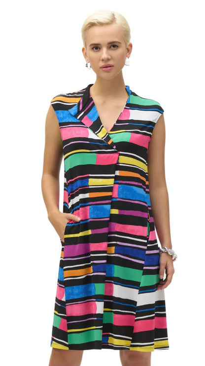 Silky Knit Stripe Print Trapeze Dress. Style JR252171