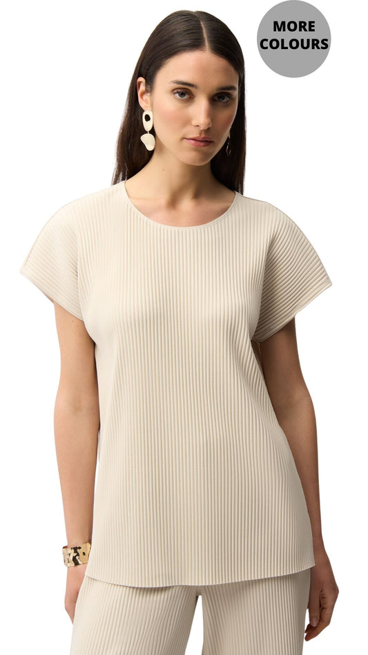 Ribbed Round Neck Cap Sleeve Top. Style JR261192