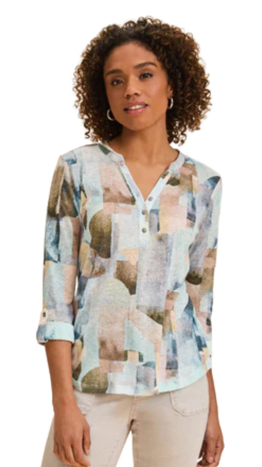 Coppertone Henley 3/4 Sleeve Top. Style FD3902350