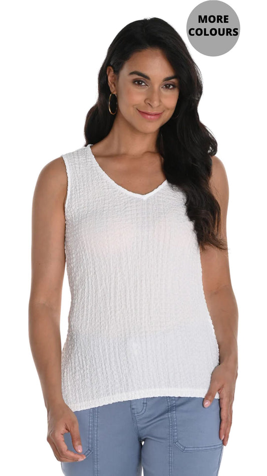 Seersucker Sleeveless Top. Style FL256266