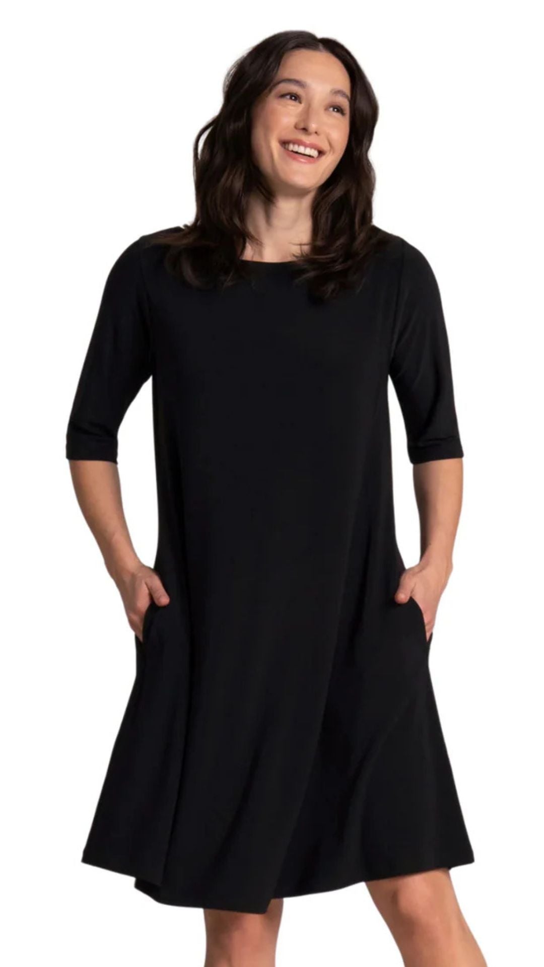 Black Nu-Trapeze Dress. Style SI28198-1BLK