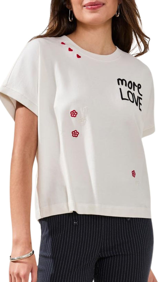 Dolman Sleeve 'More Love' Embroidered Top. Style TR6099O-5140