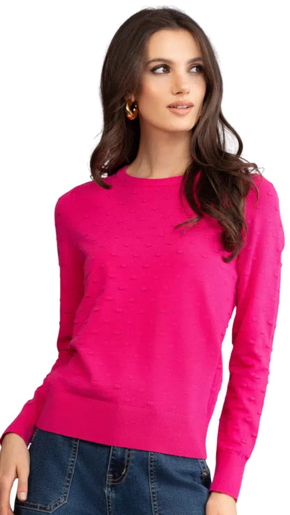 Textured Dot Fabric Long Sleeve Pull-Over Sweater. Style ALSA46102