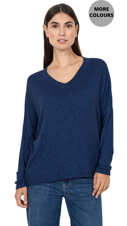 Long Sleeve V-Neck Drop Shoulder Top. Style SOYA25893