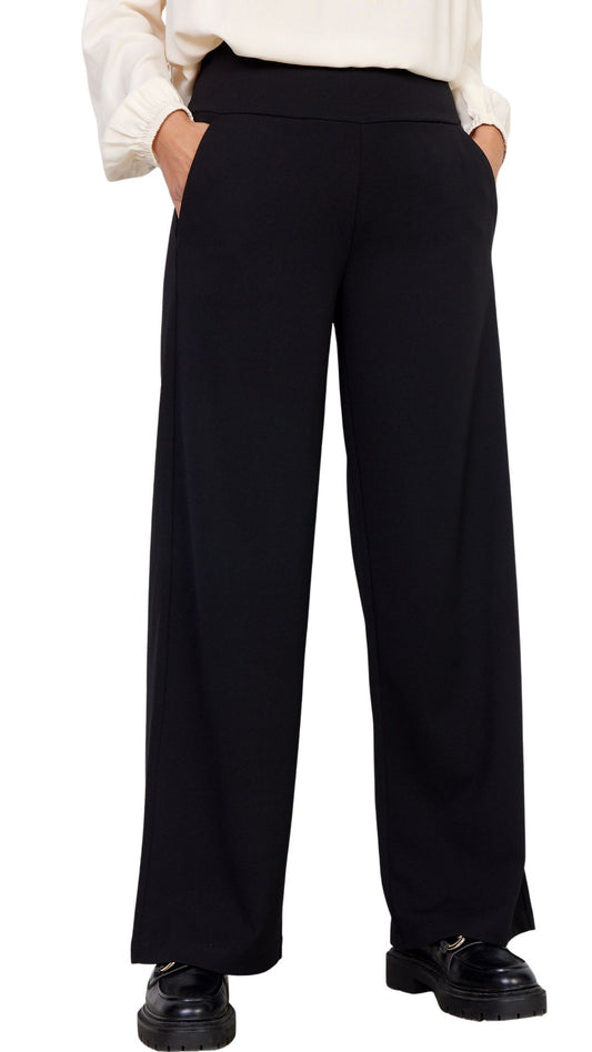 Black Wide Leg Pull-On Pant. Style SOYA4F26188