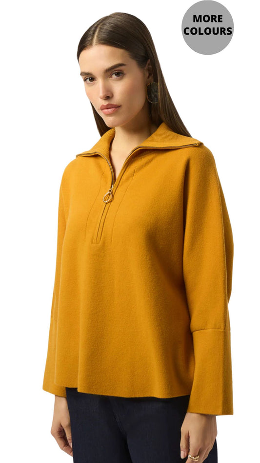 Knit Boxy Pullover With Zipped Collar Sweater. Style JR253963
