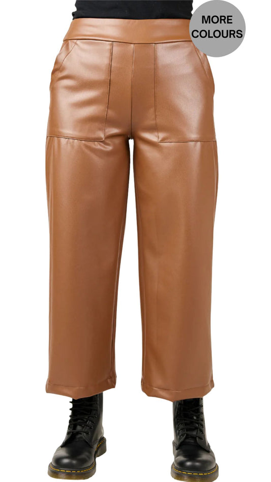 Lorena Faux Leather Cropped Bottoms. Style SHNP1346