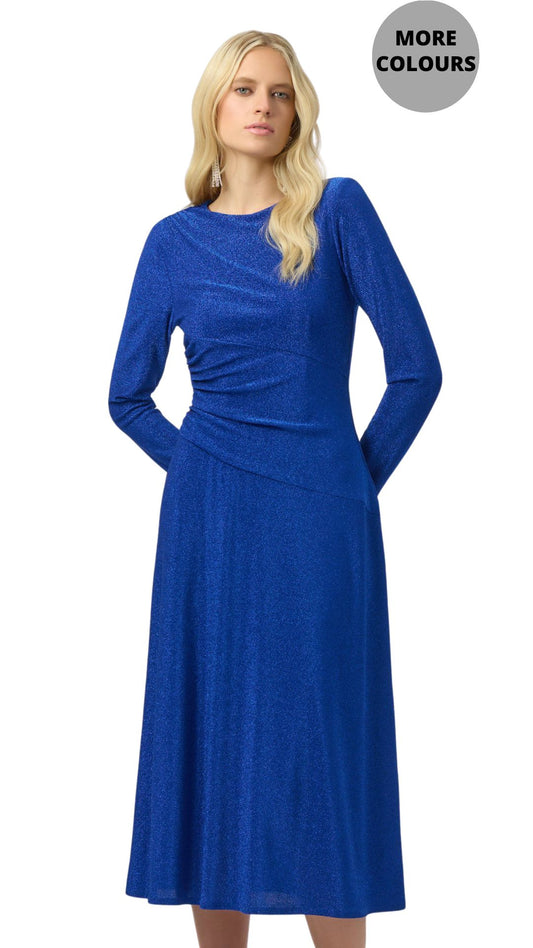 Long Sleeve Gathered Waist Sparkle Dress. Style JR254082