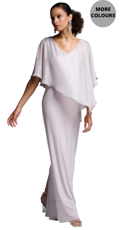 Foiled Cape Overlay Sheath Gown. Style JR231762