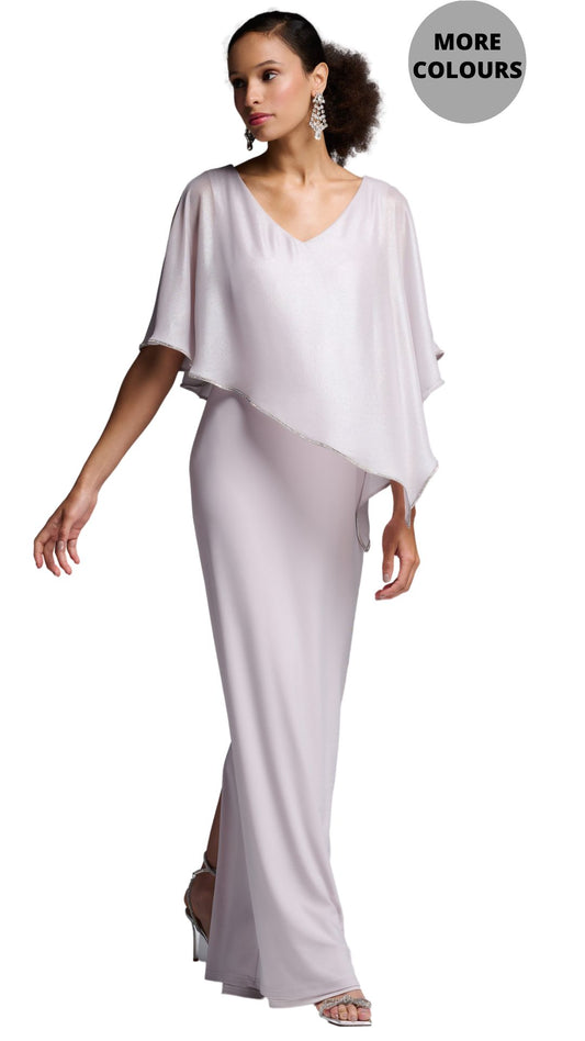 Foiled Cape Overlay Sheath Gown. Style JR231762