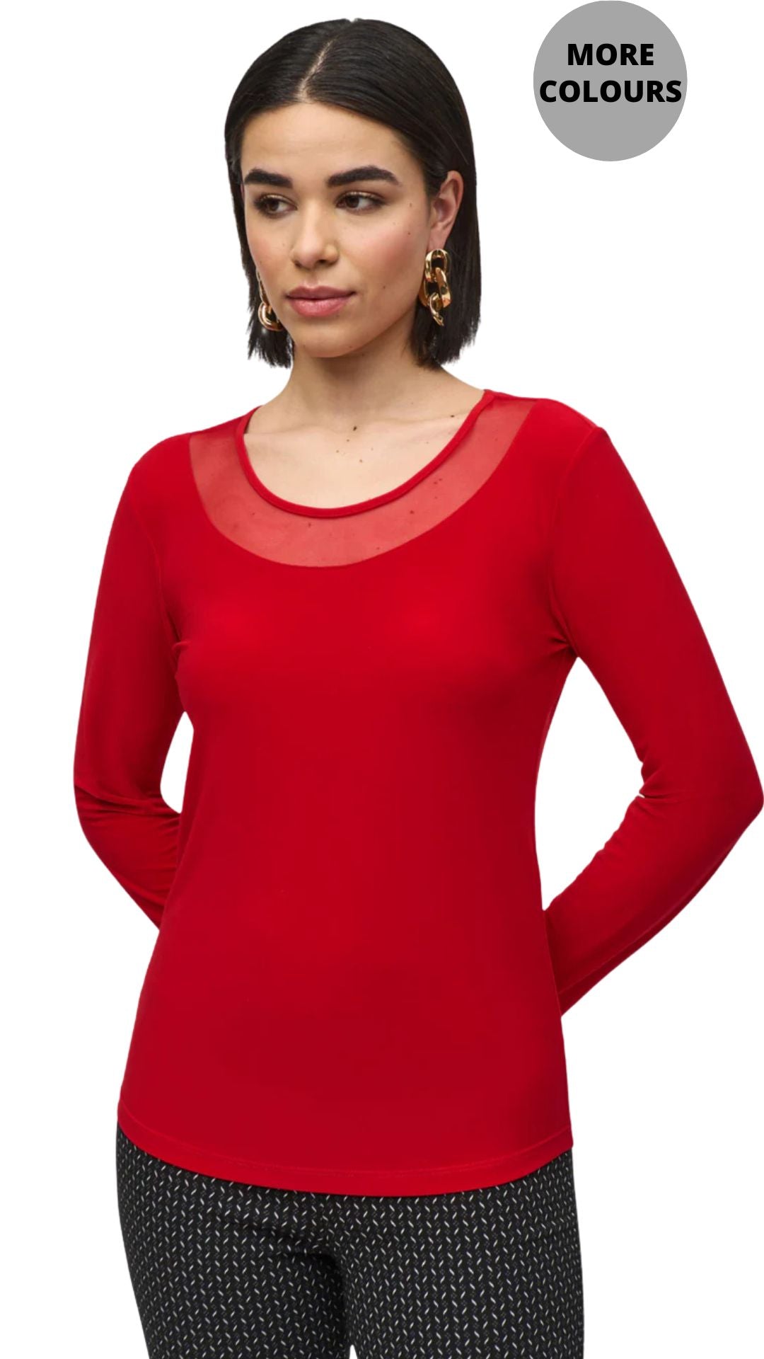 Silky Knit & Mesh Fitted Top. Style JR244066