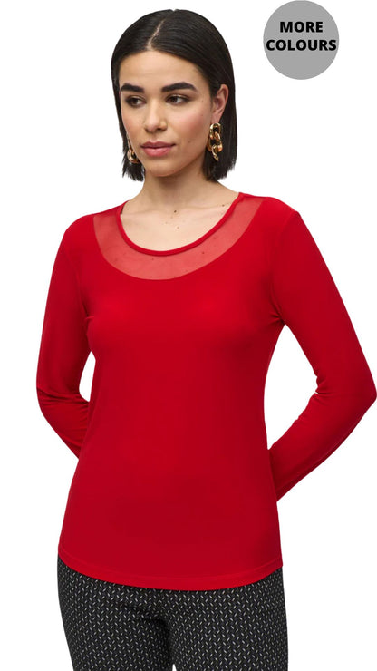 Silky Knit & Mesh Fitted Top. Style JR244066